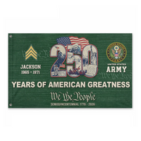 Years Of American Greatness Custom 250 Years Flag - Personalized Name, Years And Branch Patriotic Flag - Gift for Veterans, Patriots, Military Families