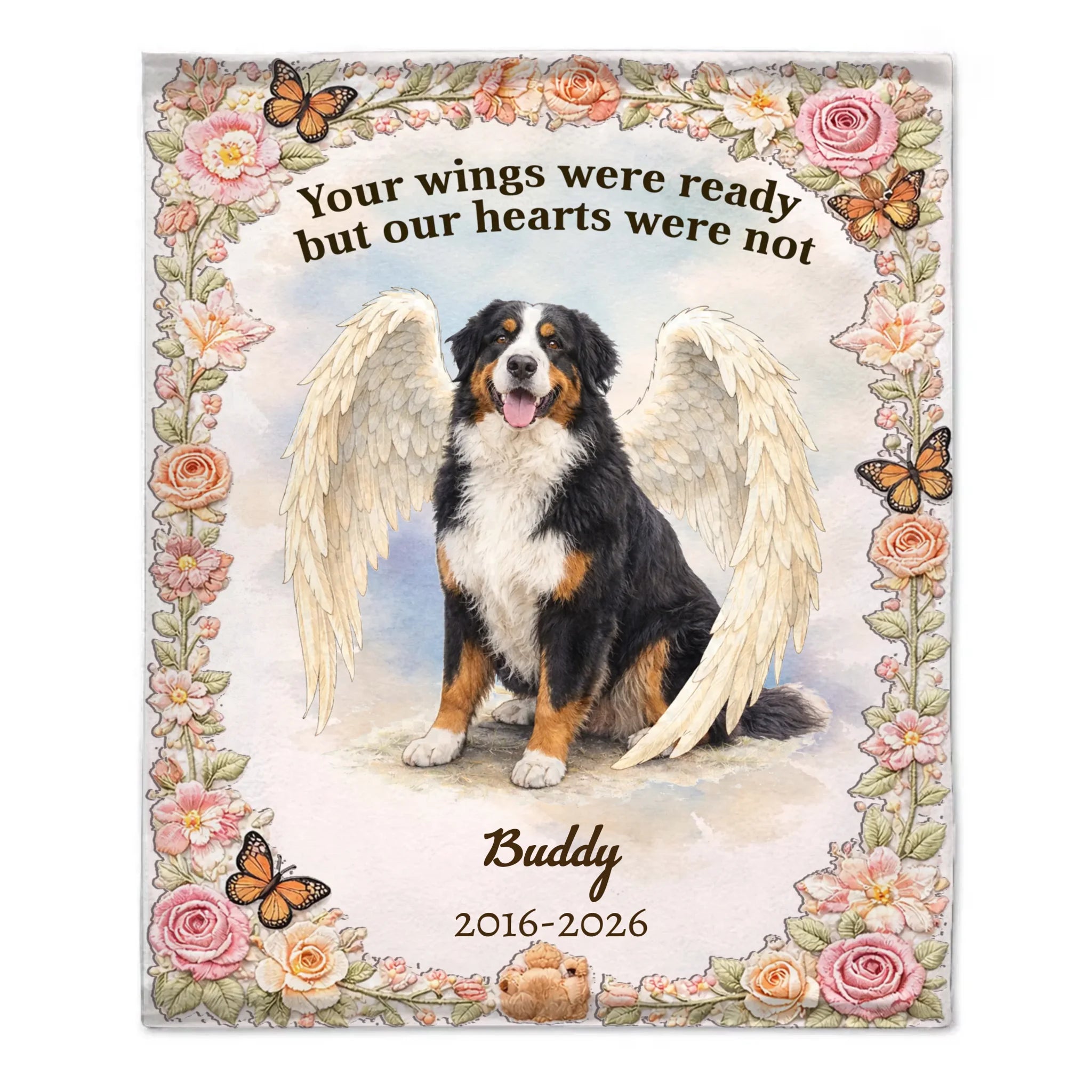 My Sweet Angel, Forever Loved Customized Soft Throw Blanket – Personalized Pet Photo And Name – In Loving Memory Pet Gift
