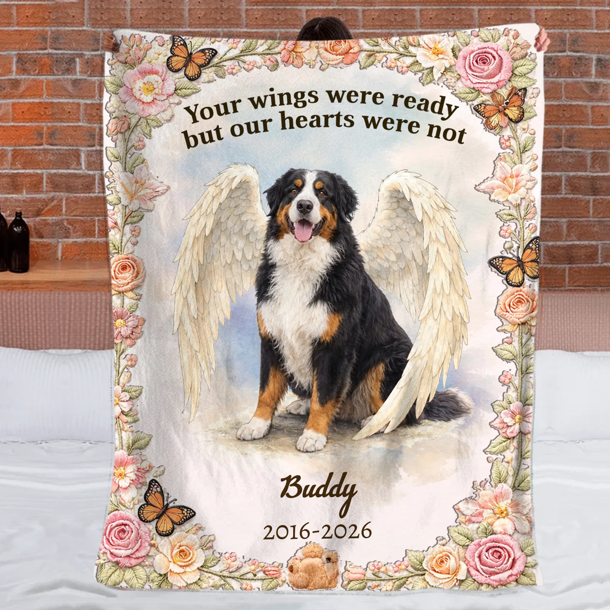 My Sweet Angel, Forever Loved Customized Soft Throw Blanket – Personalized Pet Photo And Name – In Loving Memory Pet Gift