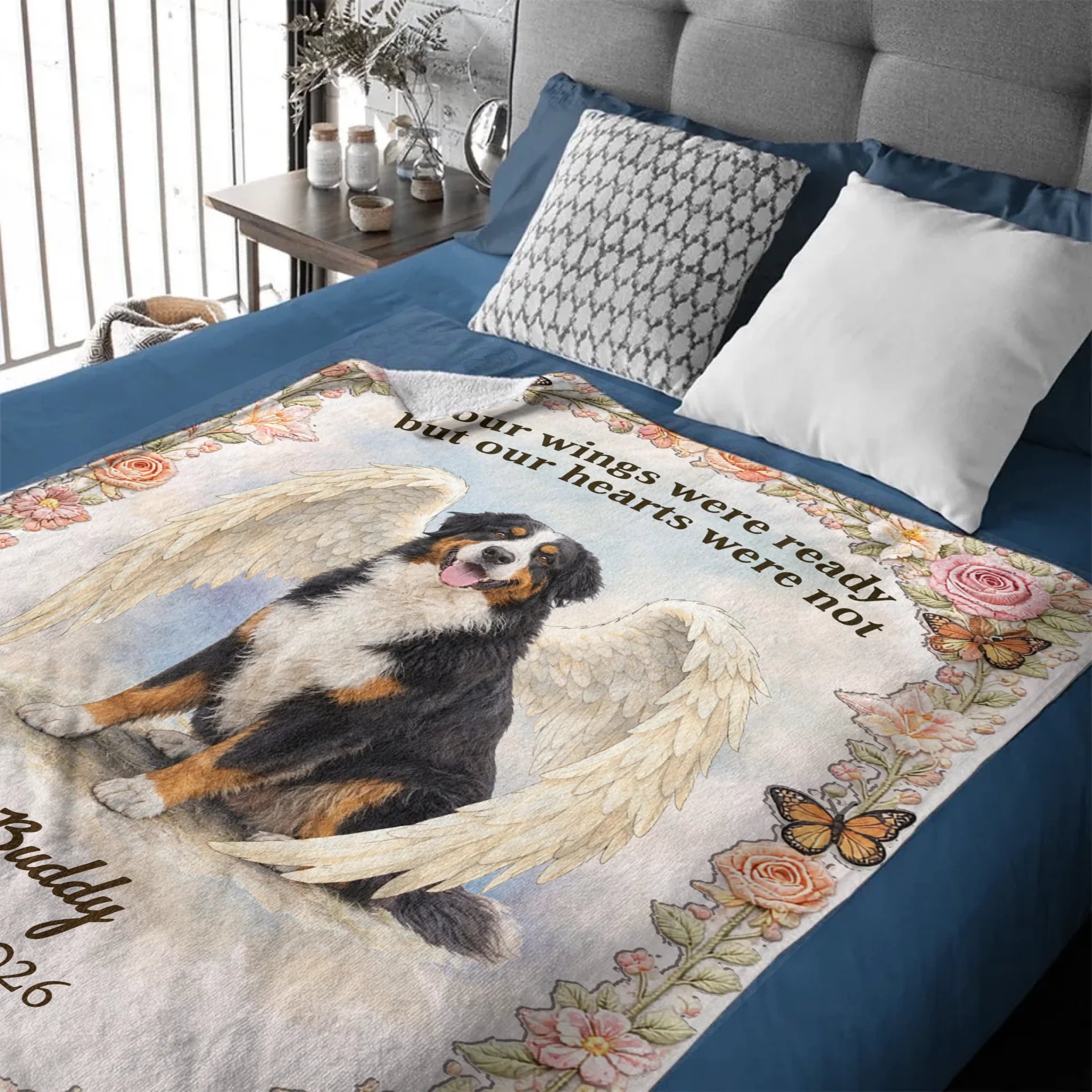 My Sweet Angel, Forever Loved Customized Soft Throw Blanket – Personalized Pet Photo And Name – In Loving Memory Pet Gift