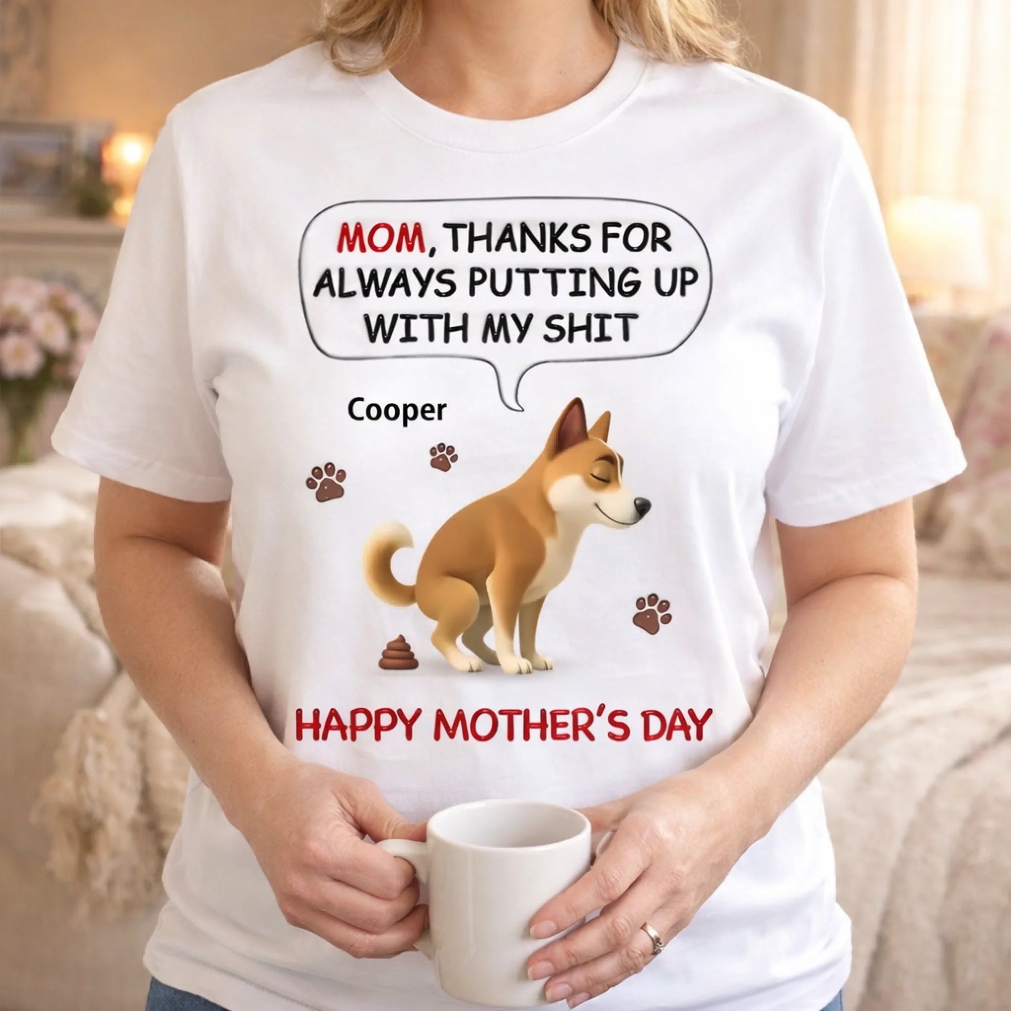Customized Clothing With Dog Patterns - Personalized Dog Breed And Name - Mother's Day Birthday Gifts For Dog Lovers, Dog Dad And Mom