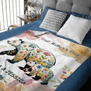 Floral Mom-Kid Bear Customized Soft Throw Blanket – Personalized Title, Text And Year – Home Decor Mother's Day Gift
