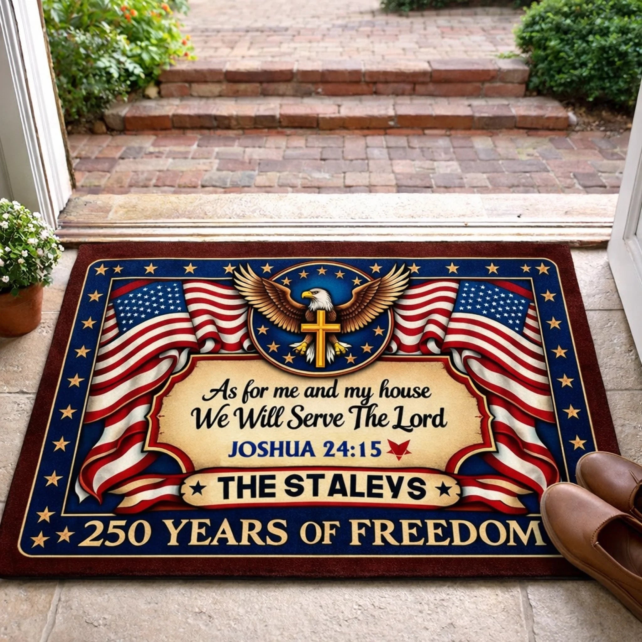 As For Me And My House We Will Serve The Lord Customized Doormat - Personalized Names Floor Mat - Home Decoration Gifts
