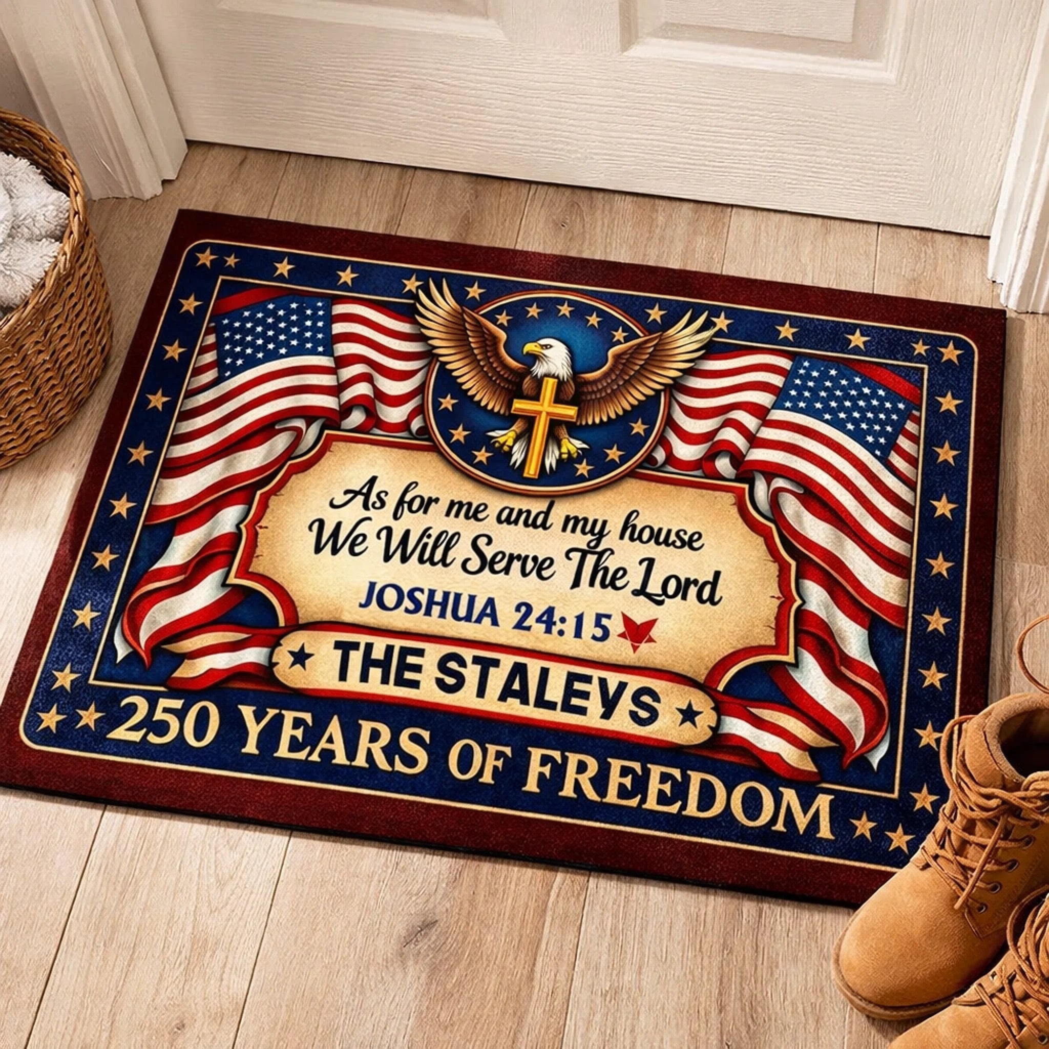 As For Me And My House We Will Serve The Lord Customized Doormat - Personalized Names Floor Mat - Home Decoration Gifts