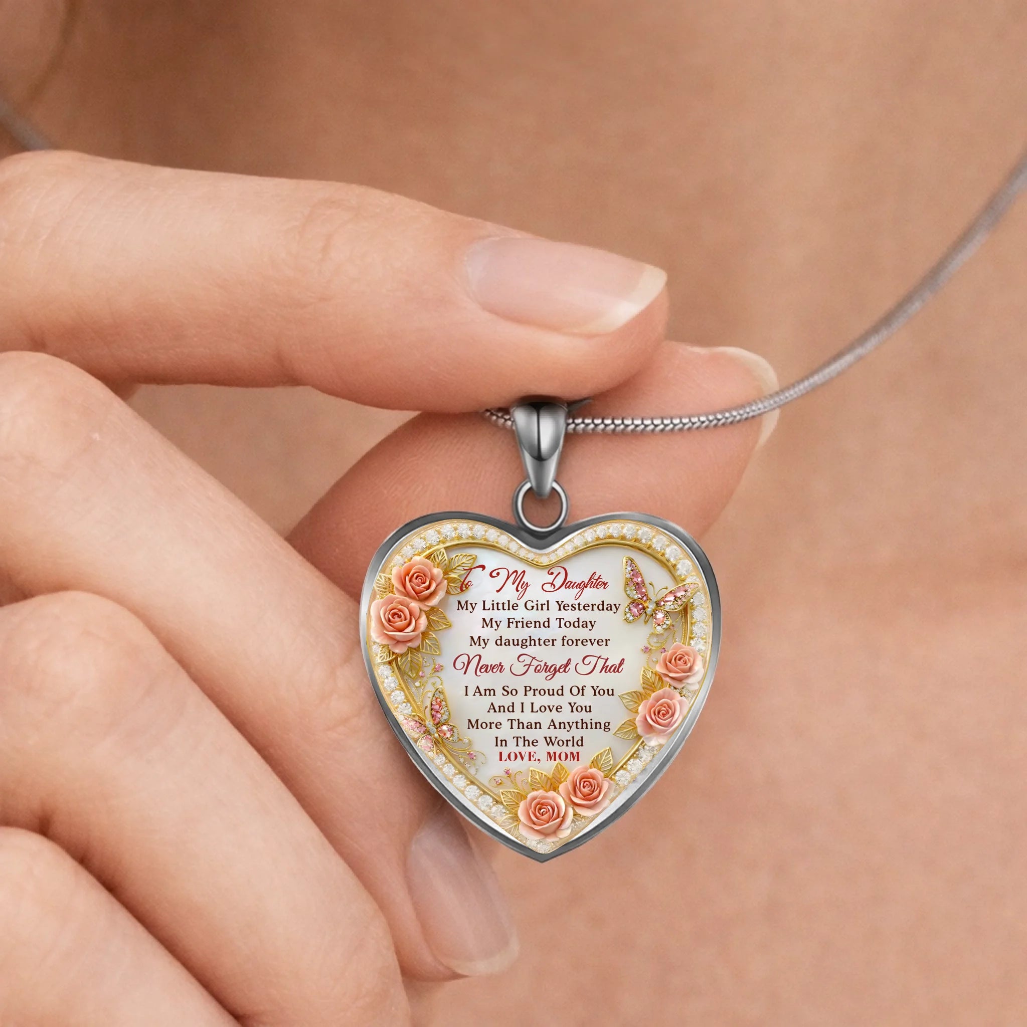 My Little Girl Yesterday My Friend Today Customized Heart Pendant Necklace - Personalized Nickname/Name - Gift for Daughter