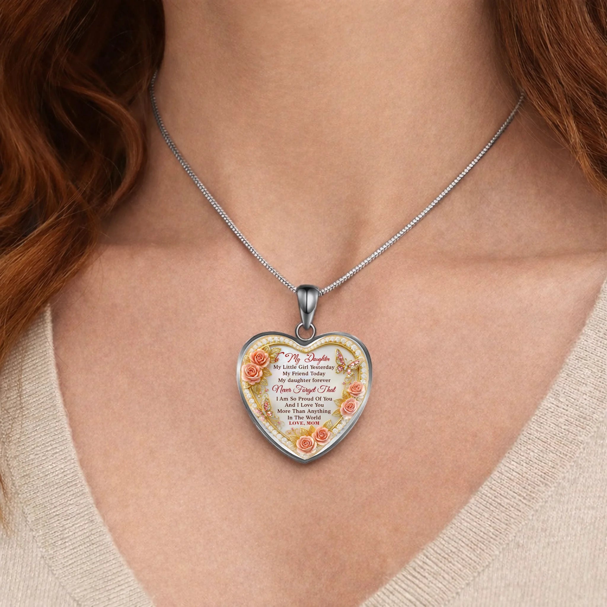 My Little Girl Yesterday My Friend Today Customized Heart Pendant Necklace - Personalized Nickname/Name - Gift for Daughter