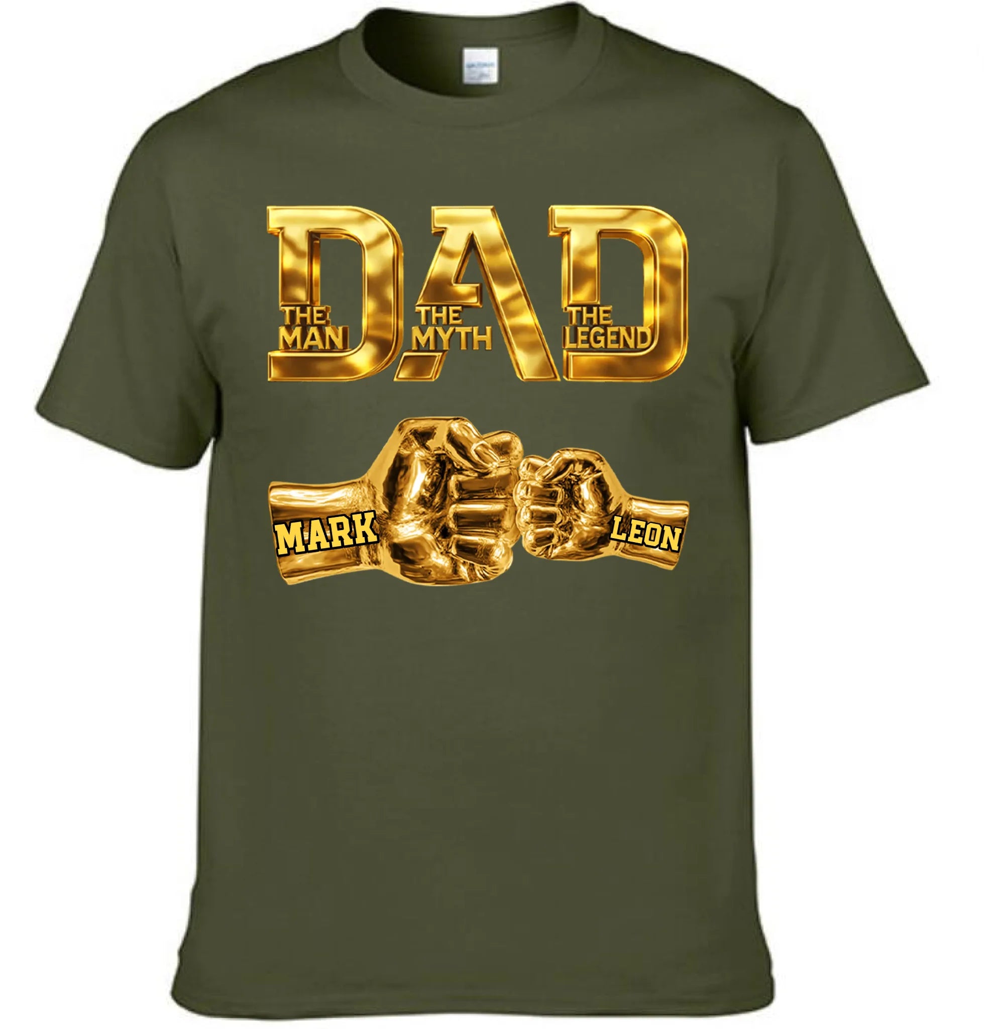 Dad The Man The Myth The Legend Customized Clothing - Personalized Dad's Name And Kid's Name - Funny Father's Day Gift For Dad