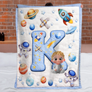Little One Initial World Customized Soft Throw Blanket – Personalized Child Characters And Initial Letter – Gifts for Children