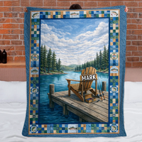 Lake Escape Custom Blanket - Personalized Name - Gift for Fishing Enthusiasts, Dad