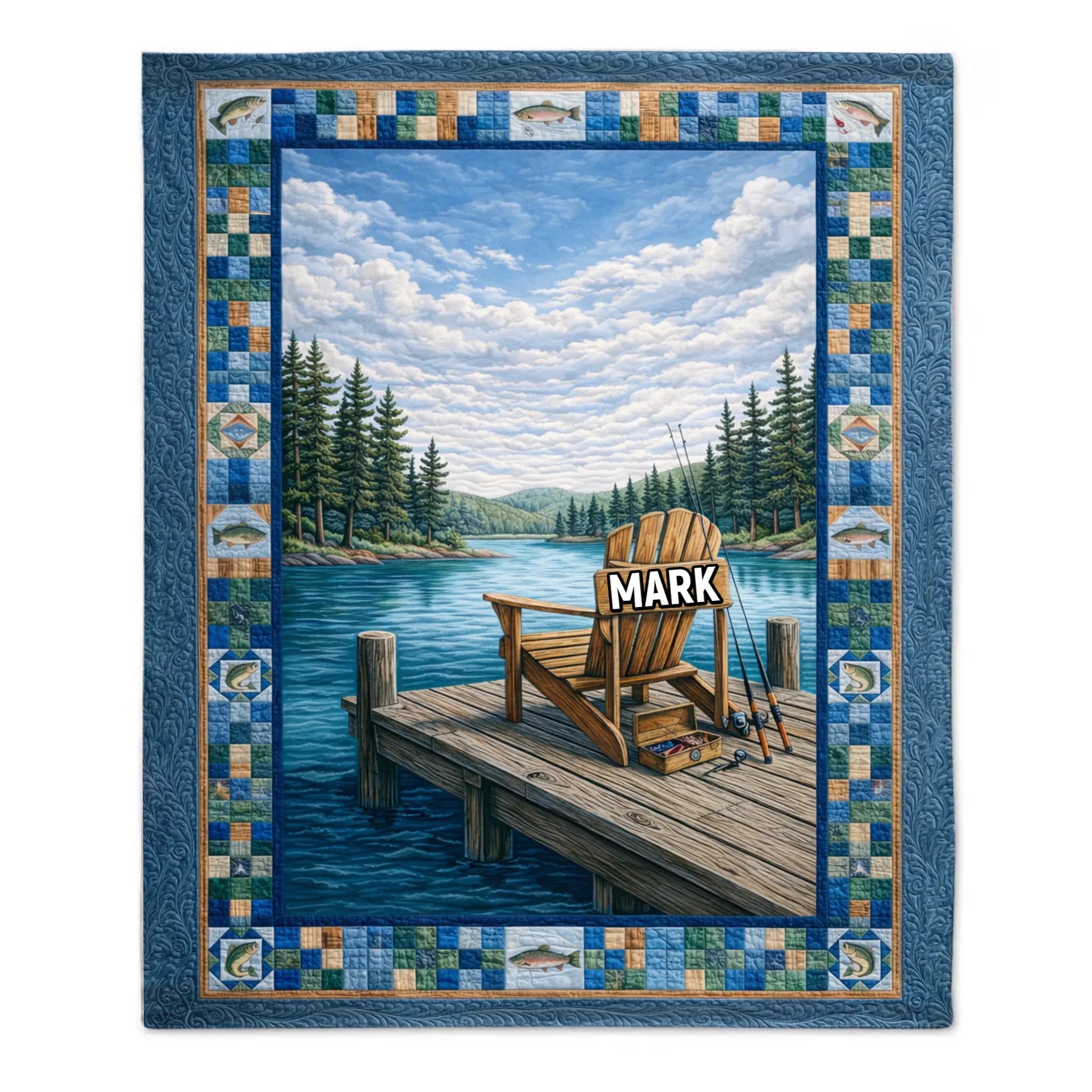 Lake Escape Custom Blanket - Personalized Name - Gift for Fishing Enthusiasts, Dad