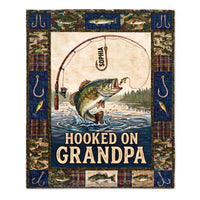 Hooked Catch Customized Blanket - Personalized Kid's Name - Gift For Grandpa
