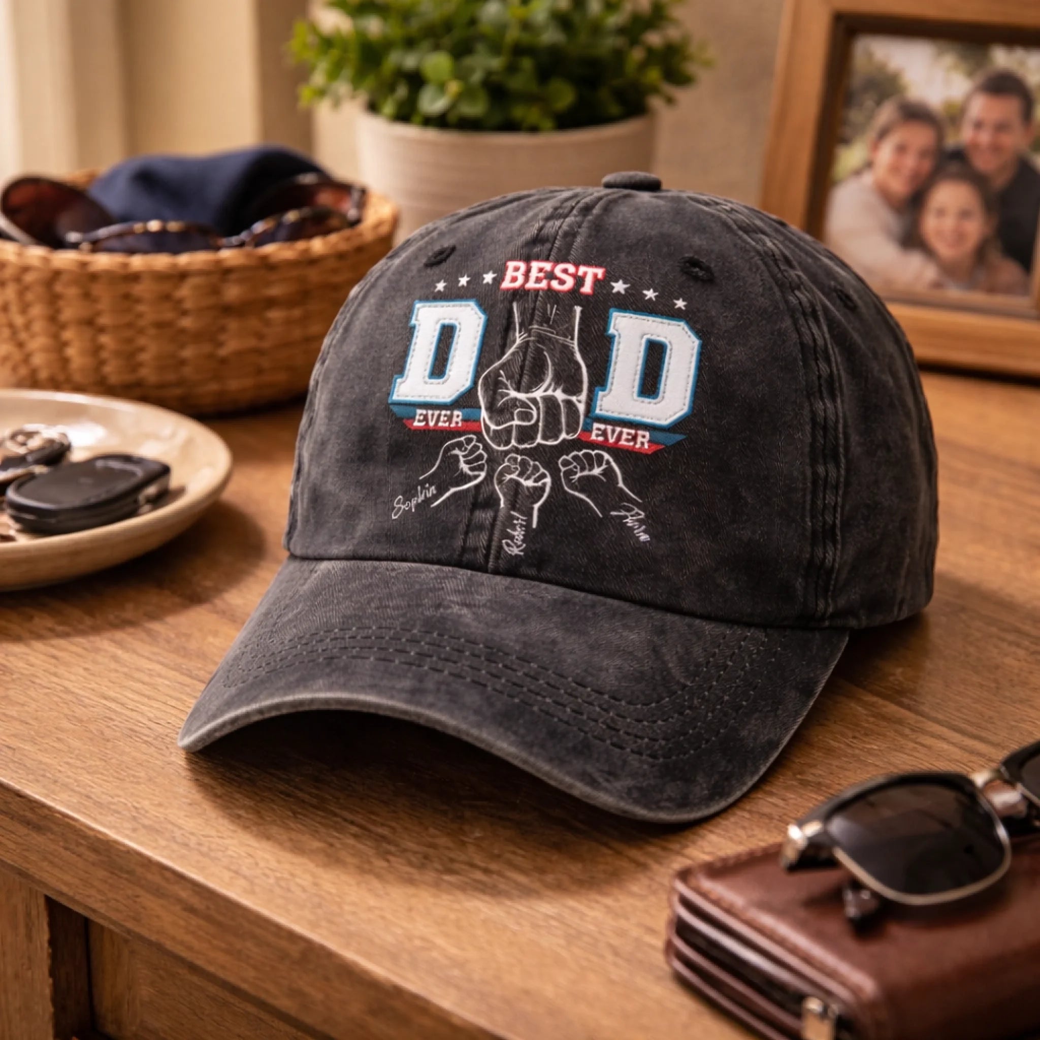 Proud Of Dad Ever Customized Cap - Personalized Kid's Name - Gift For The Best Dad