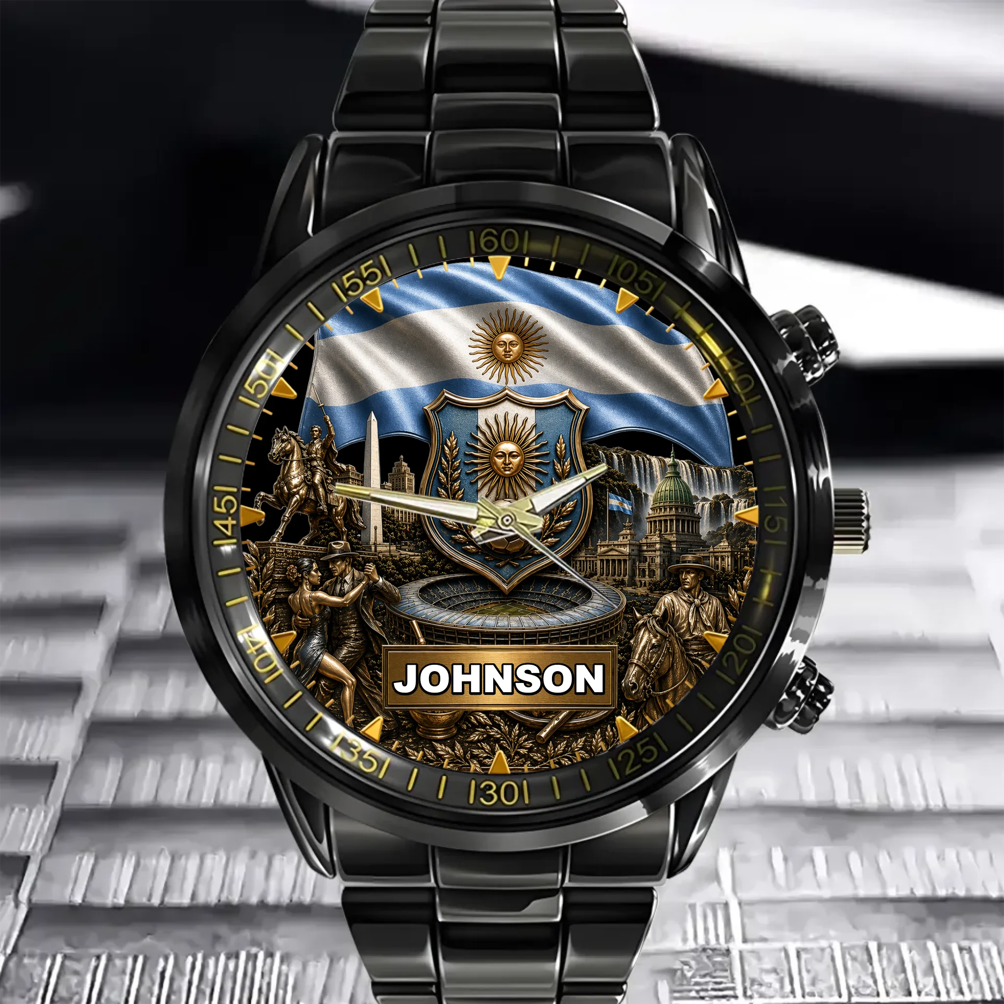 Customized Argentine Cultural Commemorative Watch - Personalized Name - Gift For Football Enthusiasts, Argentine Fans, Patriot