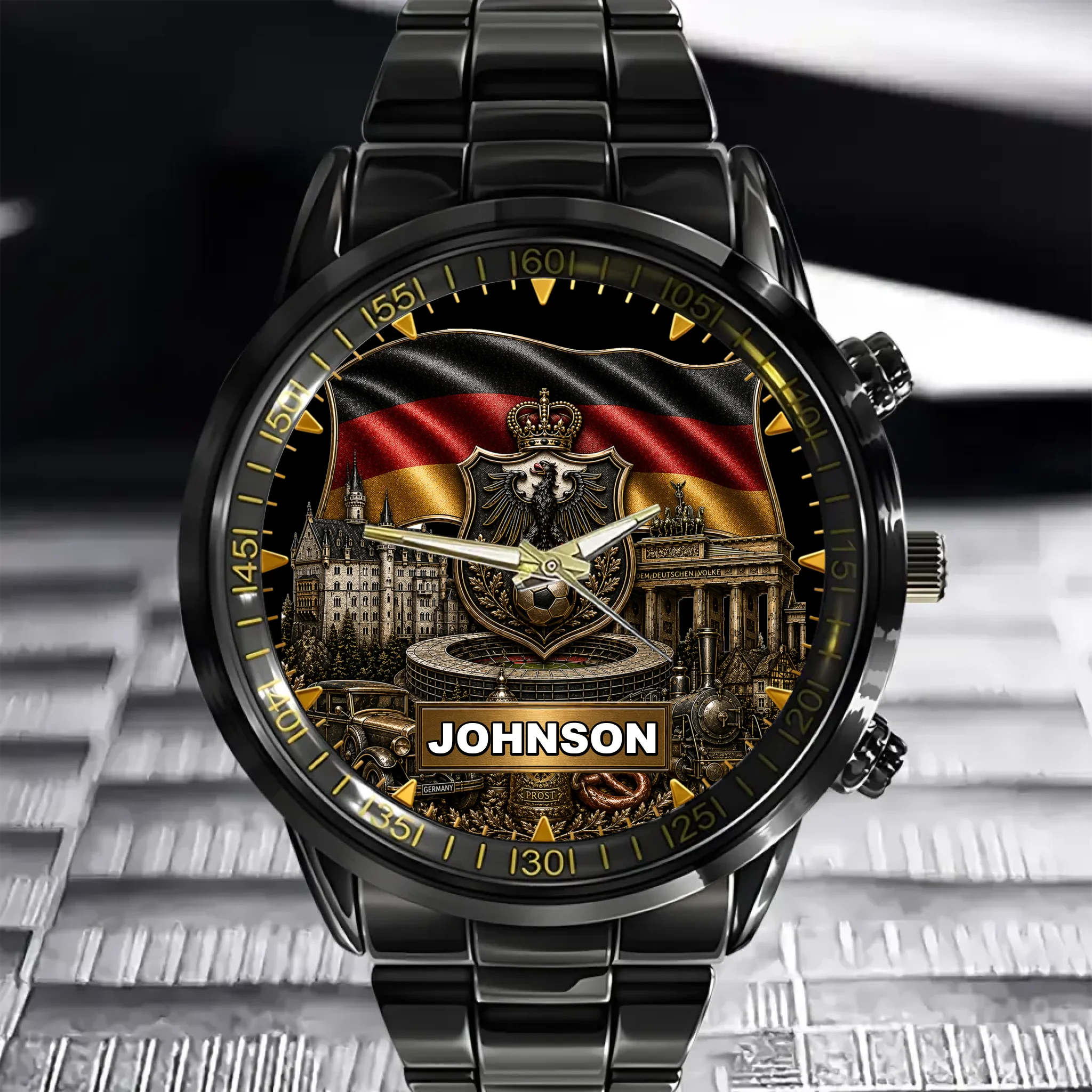 Custom Germany Football Heritage Watch - Personalized Name Watch - Gift for Soccer Fans, Germany Lovers