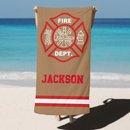 Firefighting Element Customized Beach Towel - Personalized Color And Name - Gifts for Firefighters