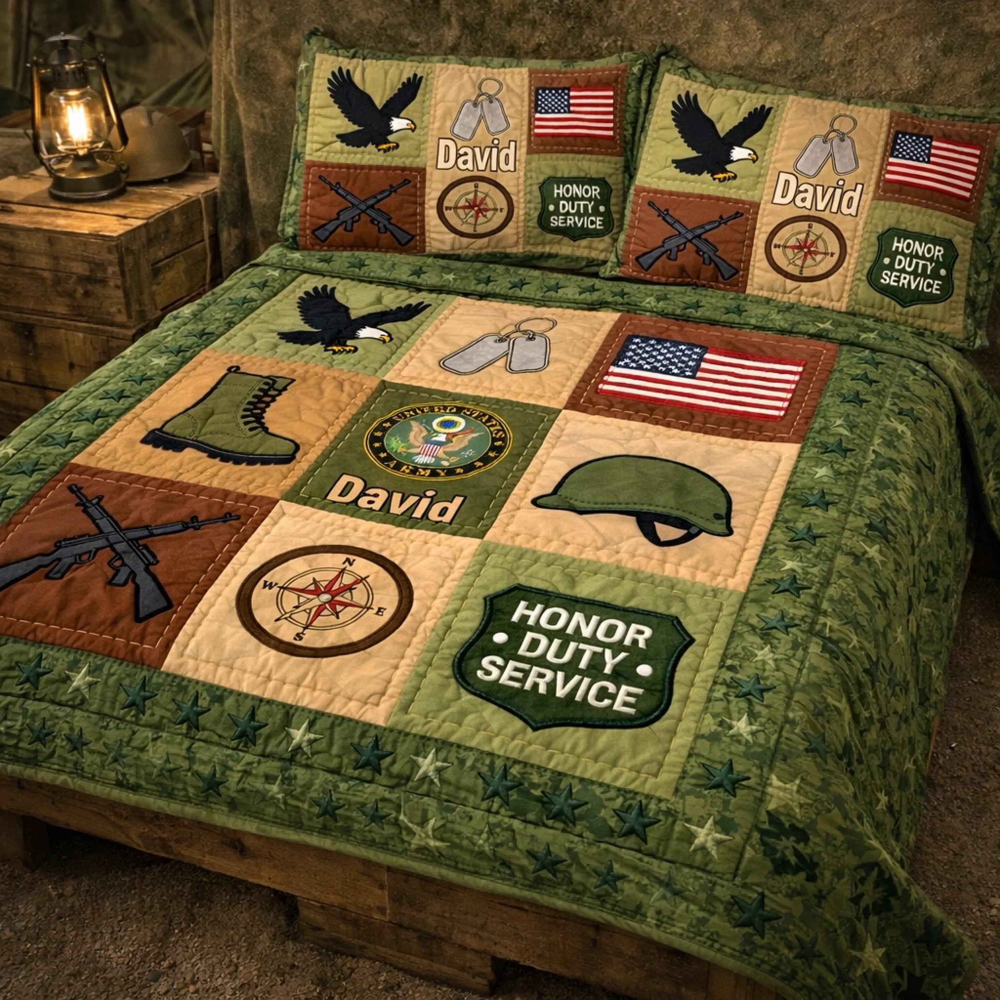 Custom 250 Years Of Honor Bedding Set – Personalized Branch and Name – Gift For Veteran, Military