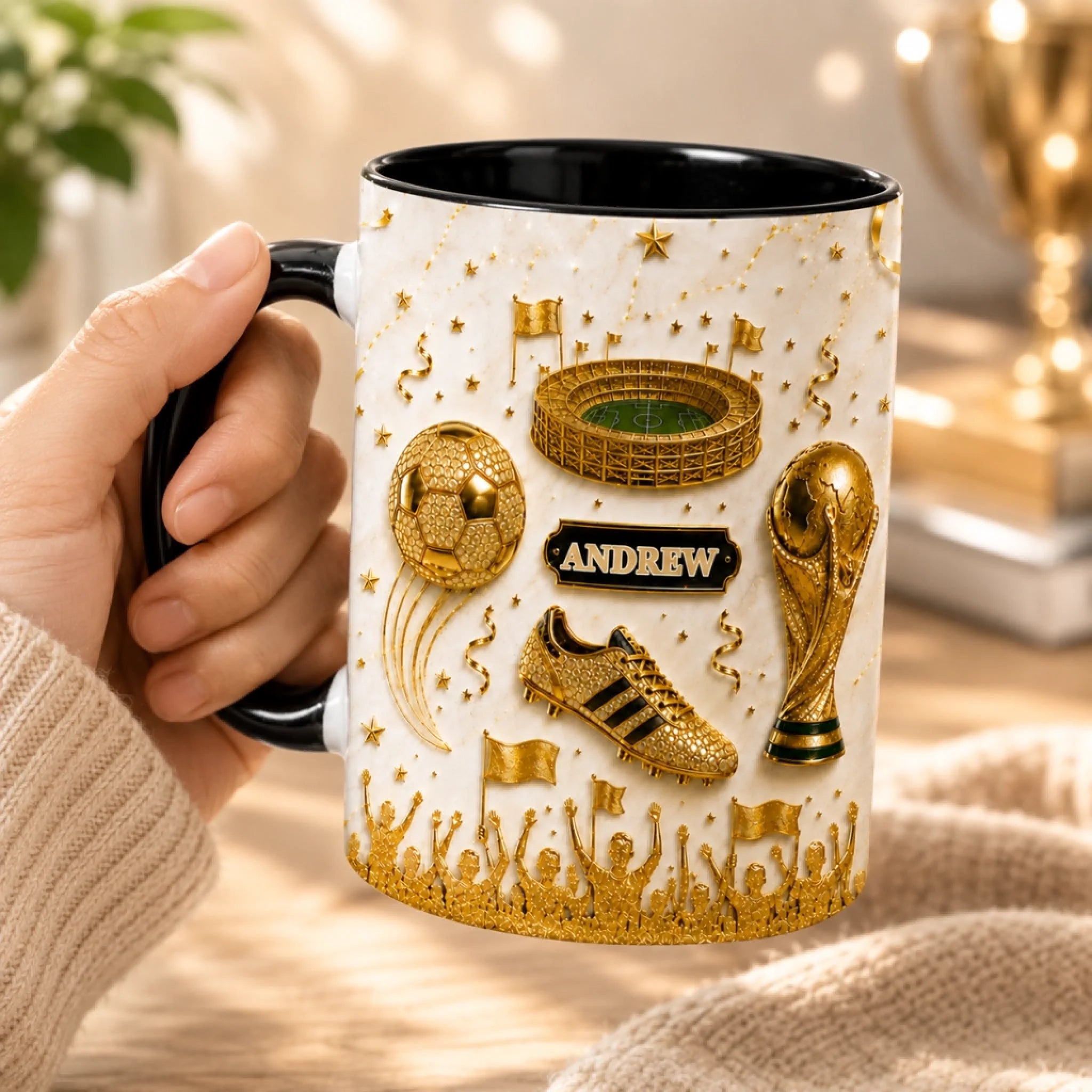 Custom Soccer Champion Mug - Personalized Name Football Fan Mug - Gift For Soccer Lovers, Players And Fans