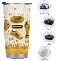 Custom Soccer Champion Thermos Cup - Personalized Name Football Fan Thermos Cup - Gift For Soccer Lovers, Players And Fans