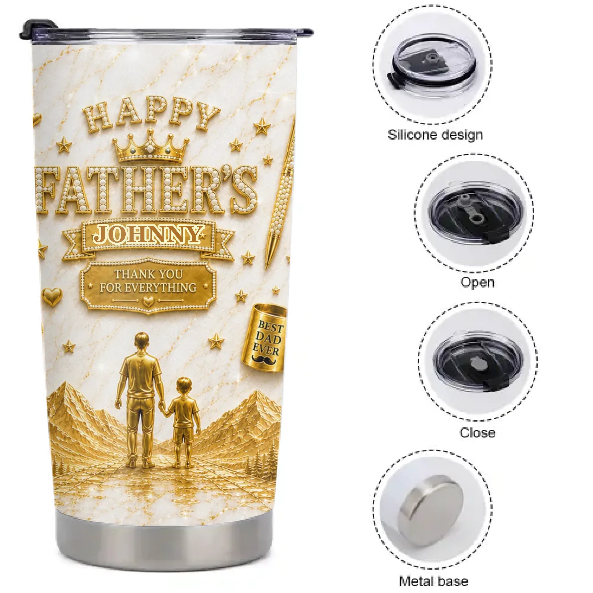 Customized Father's Thermos Cup - Personalized Name - Gift For Dad