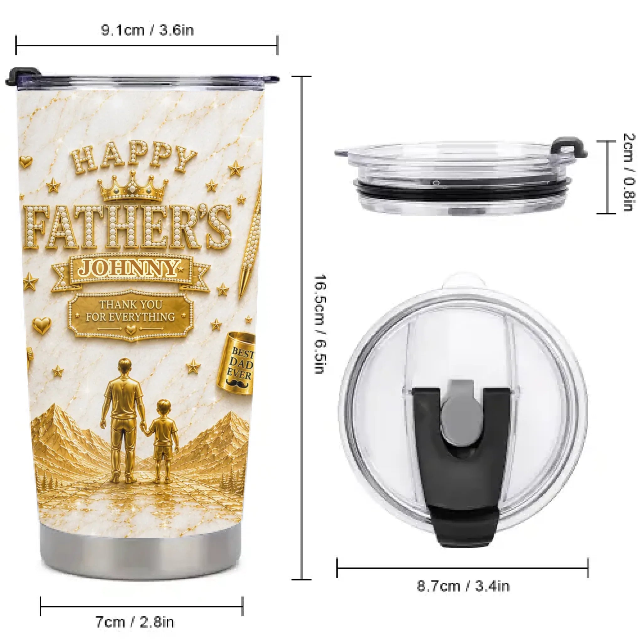 Customized Father's Thermos Cup - Personalized Name - Gift For Dad