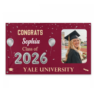 Congrats Proud Graduation Of The Class Customized Flag - Personalized Name, School Name, Photo Flag - Gift for Graduates