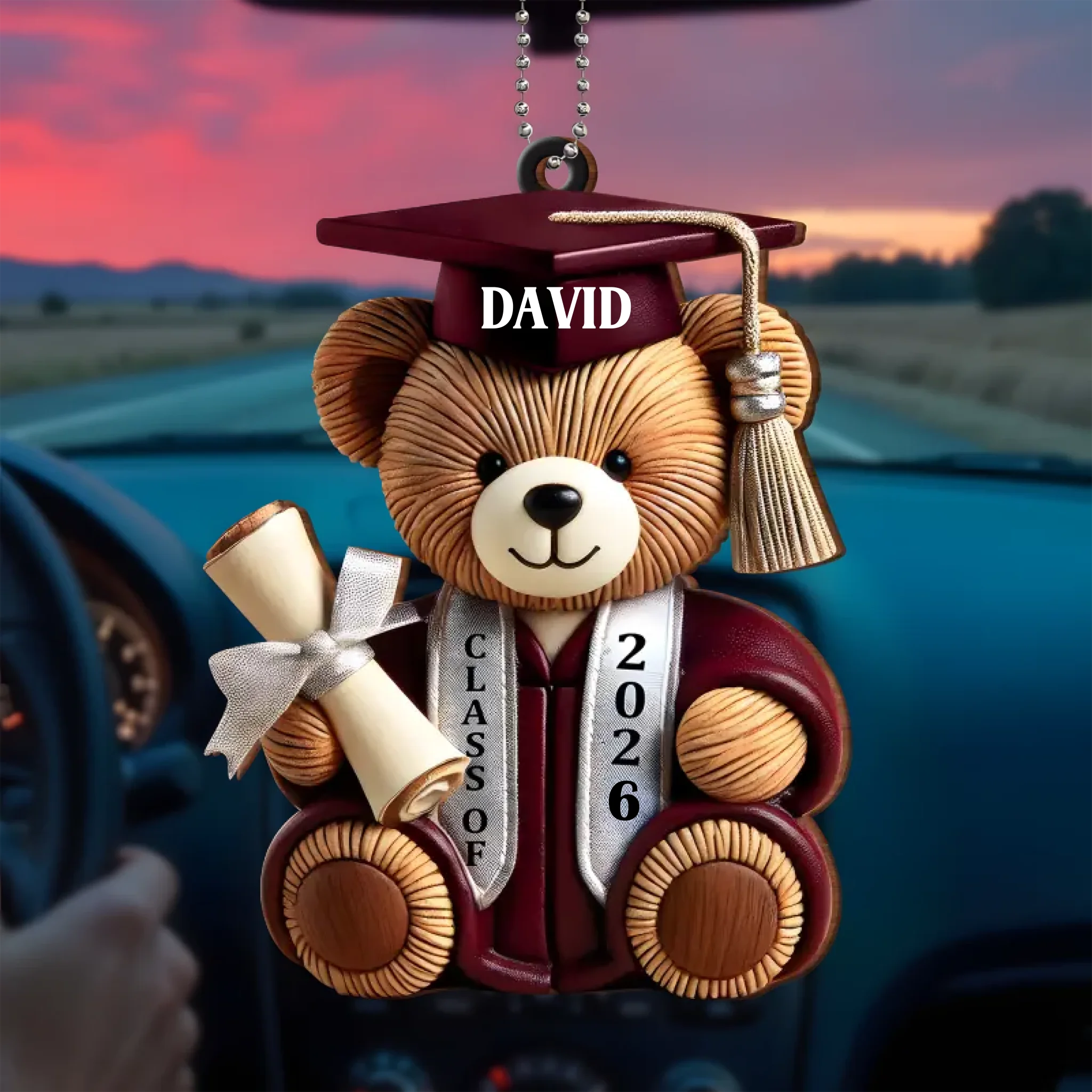Customised Graduation Blessing Teddy Bear - Personalised Teddy Bear and Name, Year Acrylic Keychain - Gift For Graduates, Chlidren, Friend