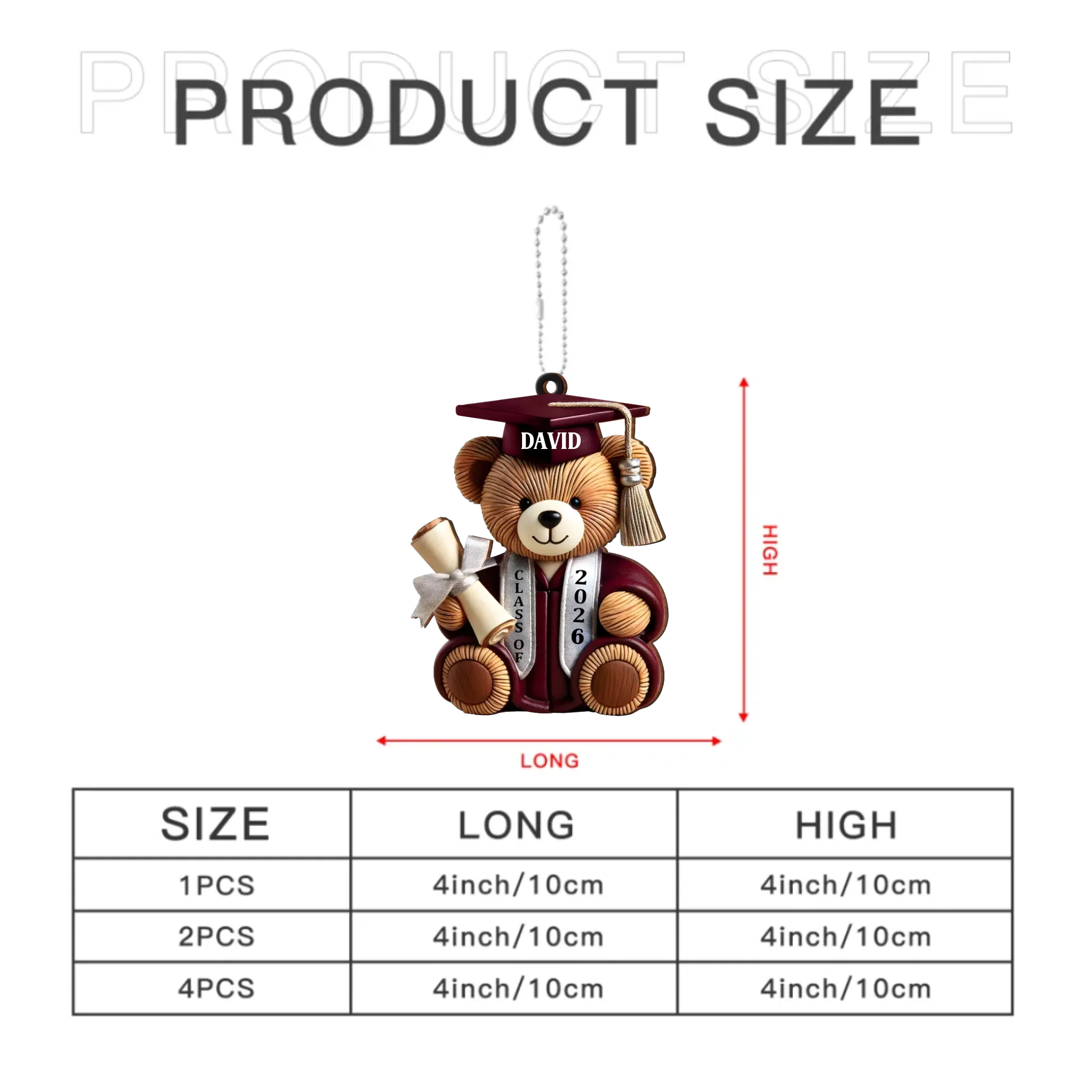 Customised Graduation Blessing Teddy Bear - Personalised Teddy Bear and Name, Year Acrylic Keychain - Gift For Graduates, Chlidren, Friend