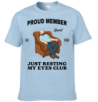 Proud Member Of Just Resting My Eyes Club Customised Clothing - Personalized Cartoon, Name - Funny Father's Day Gift For Husband, Dad, Grandpa