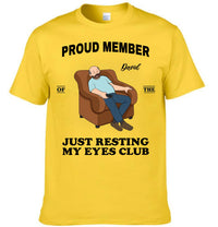 Proud Member Of Just Resting My Eyes Club Customised Clothing - Personalized Cartoon, Name - Funny Father's Day Gift For Husband, Dad, Grandpa
