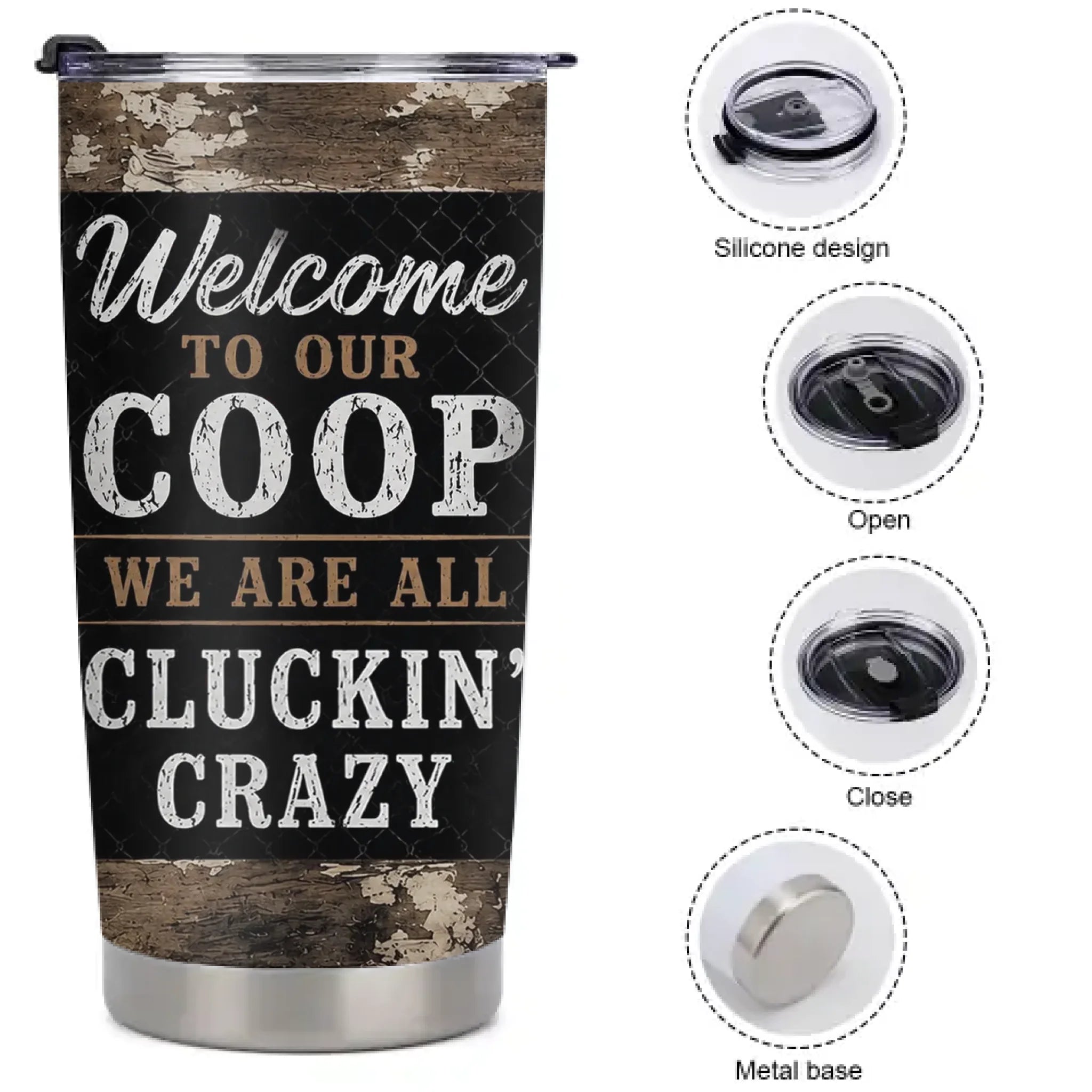 Welcome To Our Coop Customised Thermos Cup – Personalized Name - Gift For Dad, Husband, Grandpa