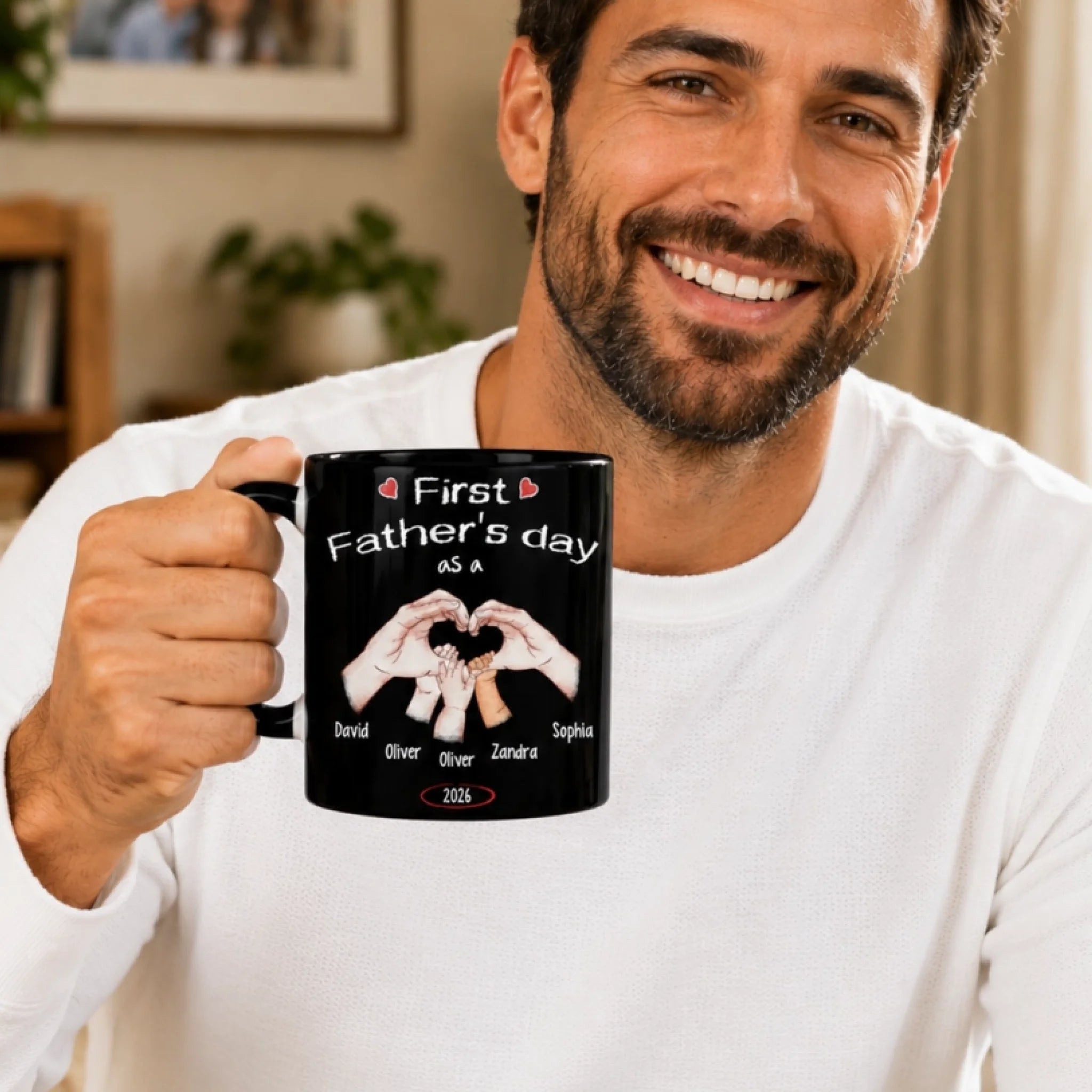 As A Family Of Three Customized Mug - Personalized Name - Father's Day Gift For Dad, Husband, Grandpa
