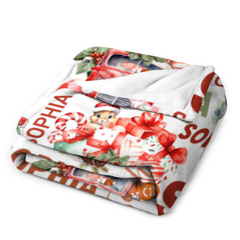 Personalized Children's Christmas Blanket - Cute Santa Claus Snowman Blanket - Christmas Gift for Family