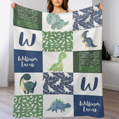 Free shipping✈️Personalized Dinosaur Cub Name Blanket