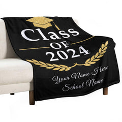 Free shipping✈️Class of 2024 Custom Name Blanket - Graduation Gift