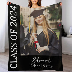 Free shipping✈️Custom Photo Class Of 2024 Graduation Blanket - Congratulations Graduation Gift