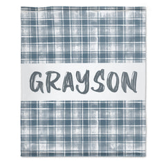 Free Shipping✈️Personalized Plaid Baby Neutral Name Blanket