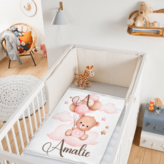 Free shipping✈️Personalized Balloon Bear Baby Name Blanket