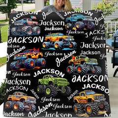 Custom Trucks Blanket - Personalized Multi-Font Name Blanket - A Gift For Friend,Child