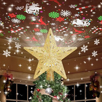 Christmas Tree Topper Star Lighted With 6 Projection Modes Christmas Star Tree Topper With Led Rotating Lights Gold Tree Topper