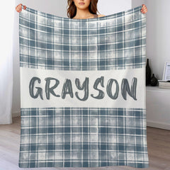 Free Shipping✈️Personalized Plaid Baby Neutral Name Blanket