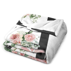 Free shipping✈️Pink Watercolor floral Monogram Baby Blanket