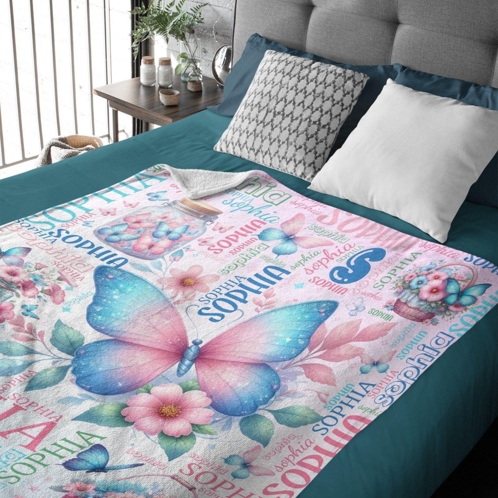 Custom Butterfly Blanket Name Personalized Baby Blanket - Gifts for Children Newborns - Joliny