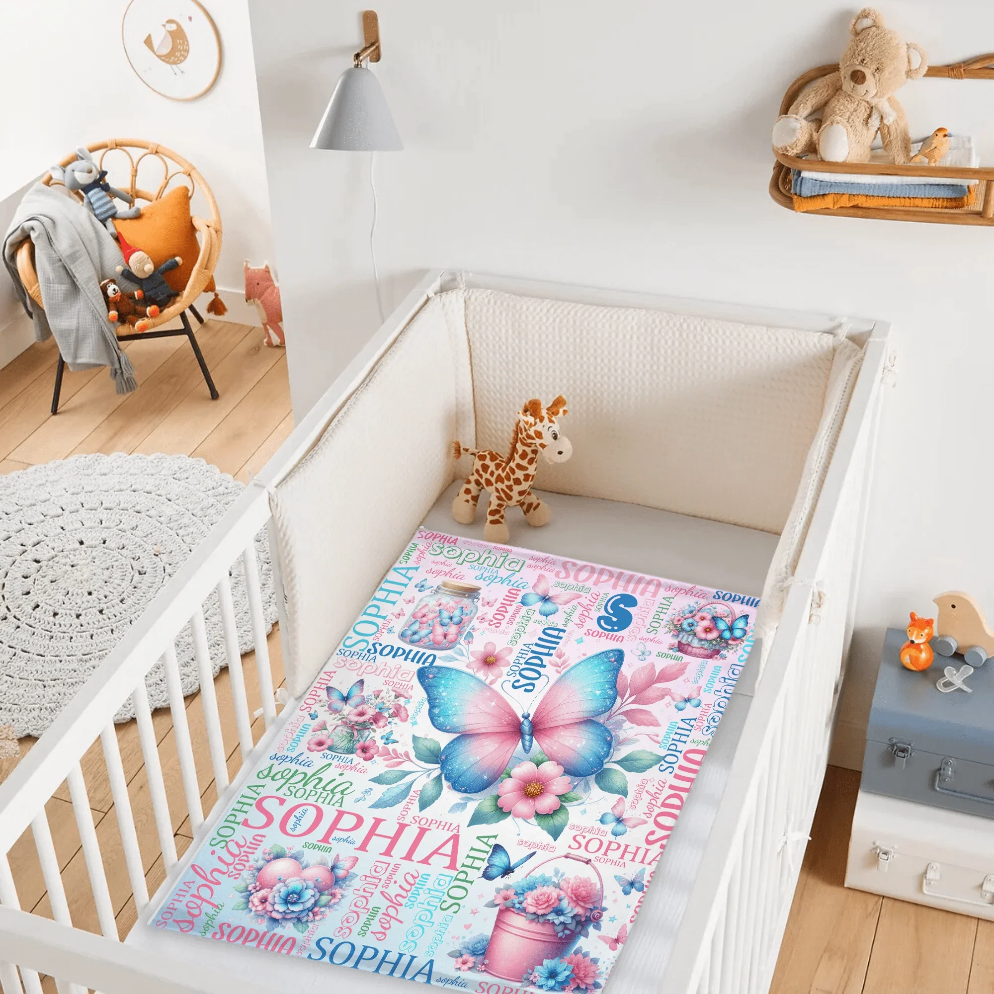 Custom Butterfly Blanket Name Personalized Baby Blanket - Gifts for Children Newborns - Joliny