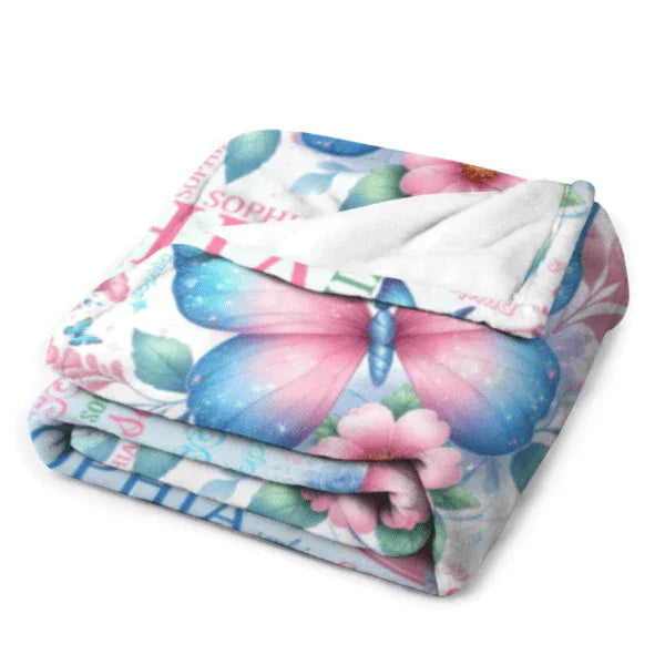 Custom Butterfly Blanket Name Personalized Baby Blanket - Gifts for Children Newborns - Joliny