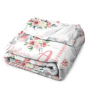 Floral Cute Elephant Personalized Customized Girl Blanket Birthday Gift Newborn Party Gift For Baby Kids Family - Joliny