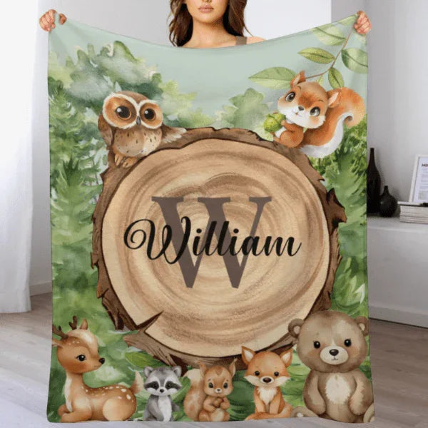 Forest Zoo-Name Customized Zoo Kids Blanket-Gift for Kids