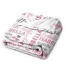 Hearts Name Blanket In Pink And Gray for Baby Girl - Joliny