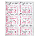 Hearts Name Blanket In Pink And Gray for Baby Girl - Joliny
