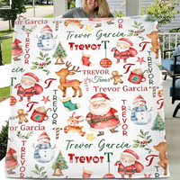Name Custom Personalized Santa Claus Reindeer Snowman Christmas Blanket Home Decor Christmas Gifts For Kids Family Friends - Joliny