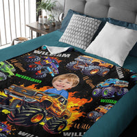 Name Face Custom Blanket Personalized Creative Boys Riding Truck Blanket - Joliny